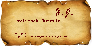 Havlicsek Jusztin névjegykártya